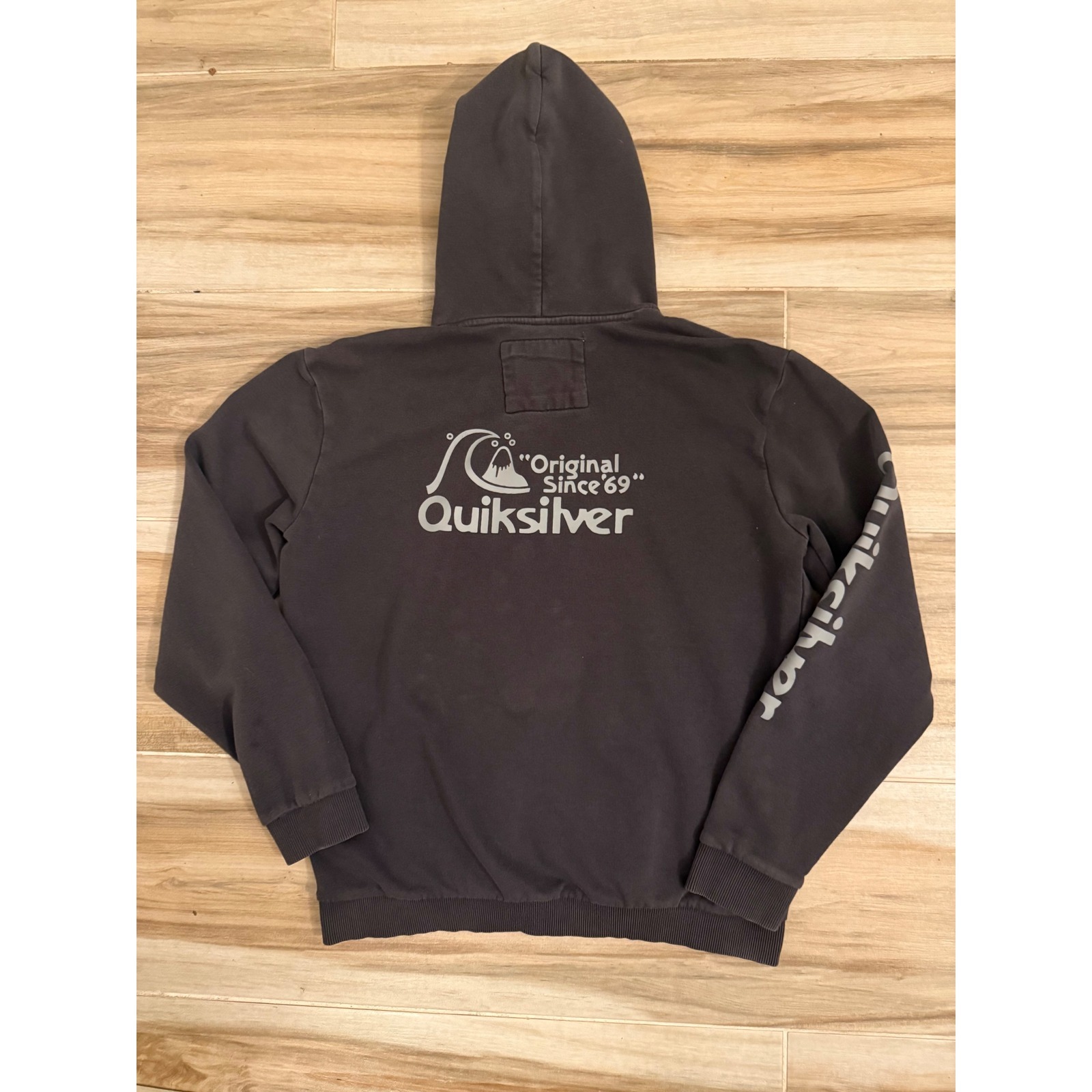 Quiksilver Original Since 69 Hoodie Mens Xl Faded Black Graphic Pullover Logo
